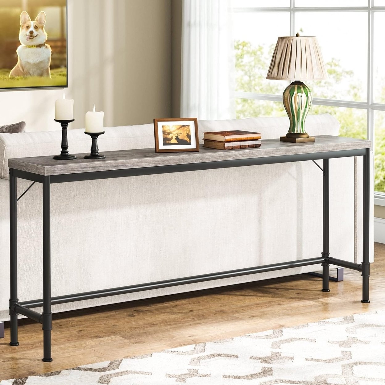 Tribesigns 70.9 Extra Long Console Table, Narrow Long Sofa Table Behind Couch Entryway Hallway Table - Grey