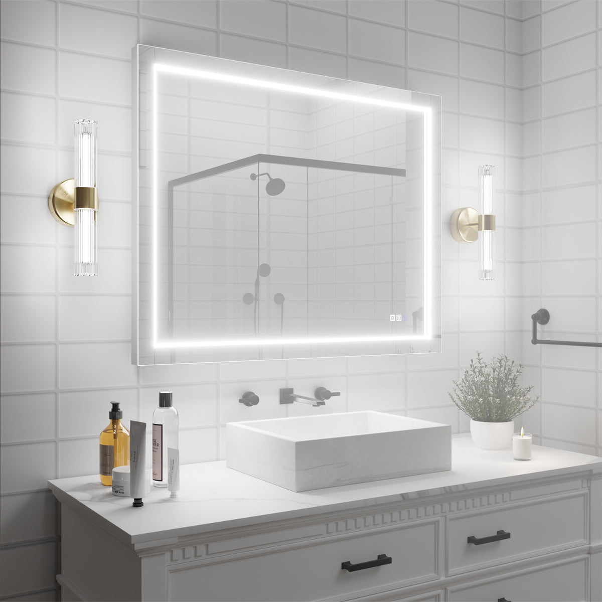 Ascend-M1d 40 X 32 Led Bathroom Mirror With Aluminum Frame