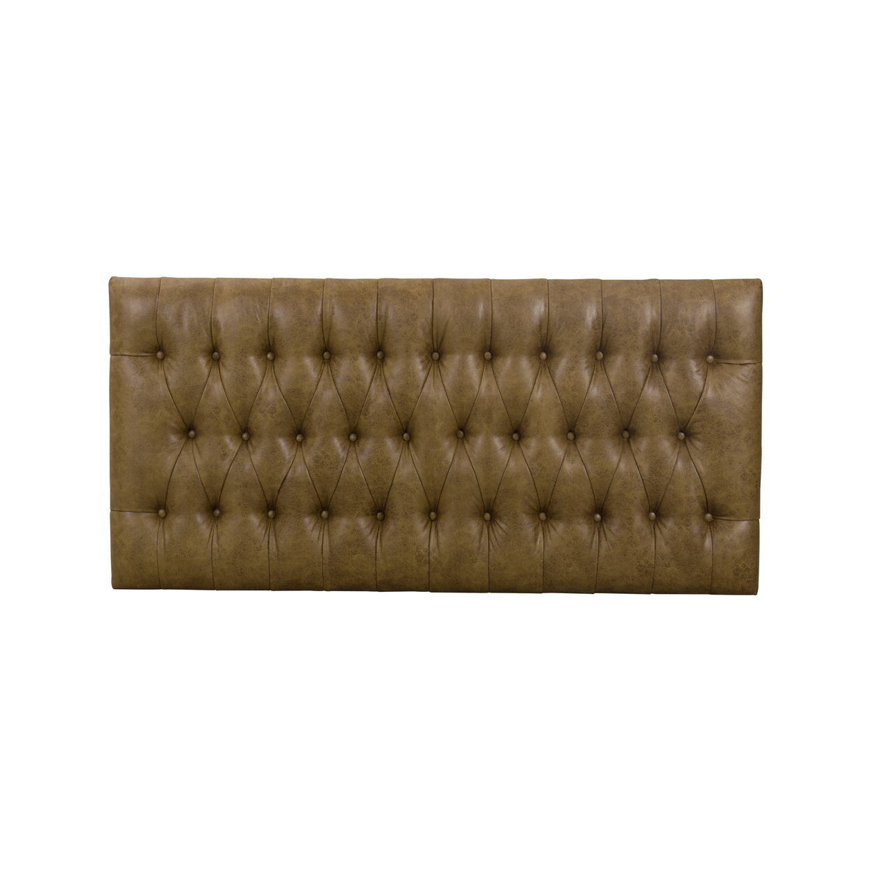 Faux Leather Upholstered Large Ottoman With Tufted Top And Metal Open Base, Brown- Saltoro Sherpi