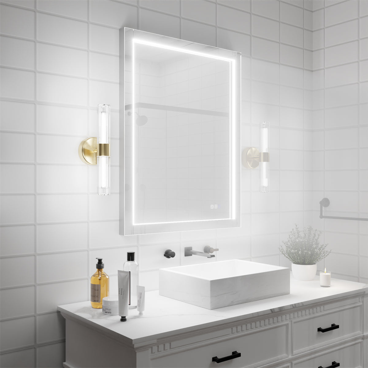 Ascend-M1d 28 X 36 Led Bathroom Mirror With Aluminum Frame