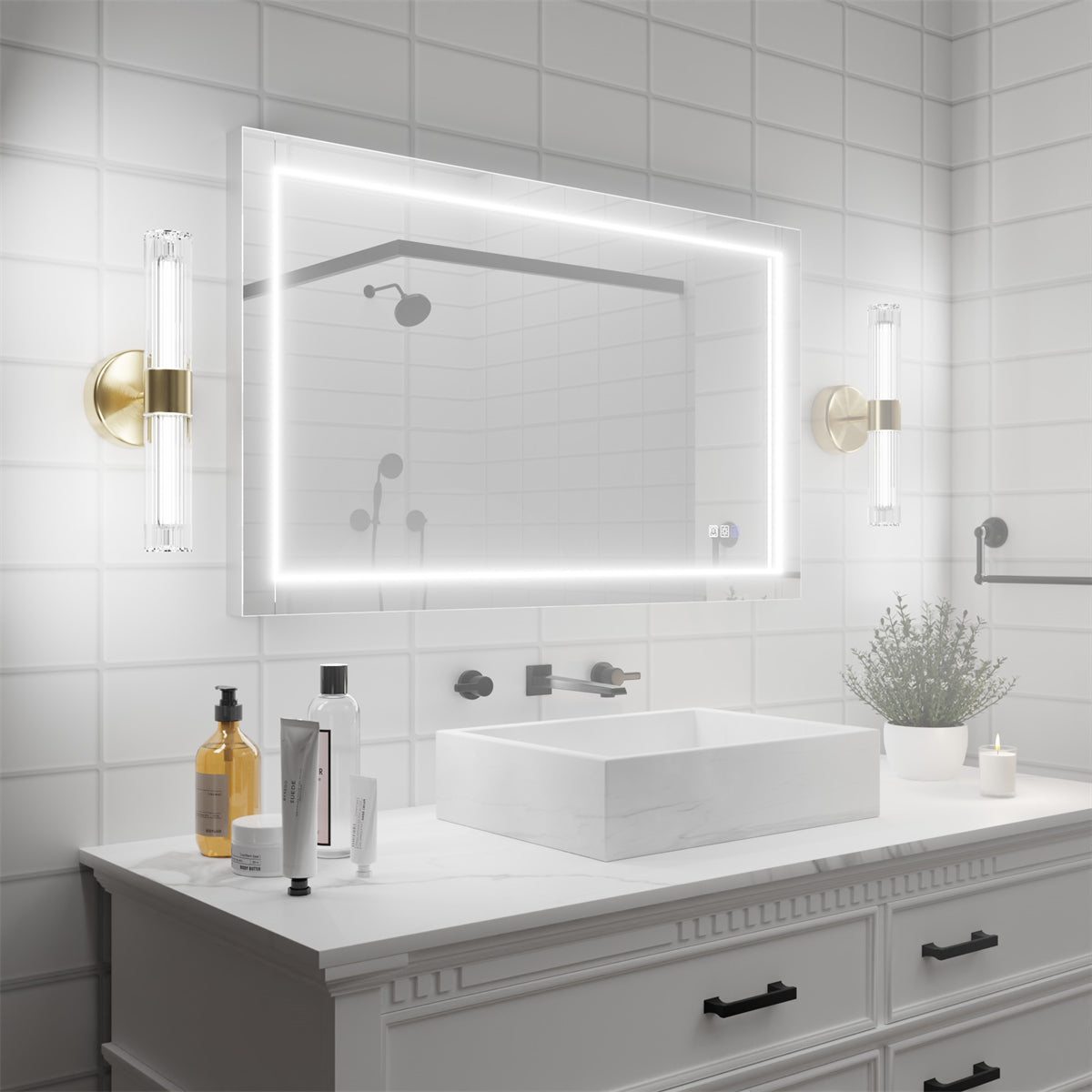 Ascend-M1d 40 X 24 Led Bathroom Mirror With Aluminum Frame