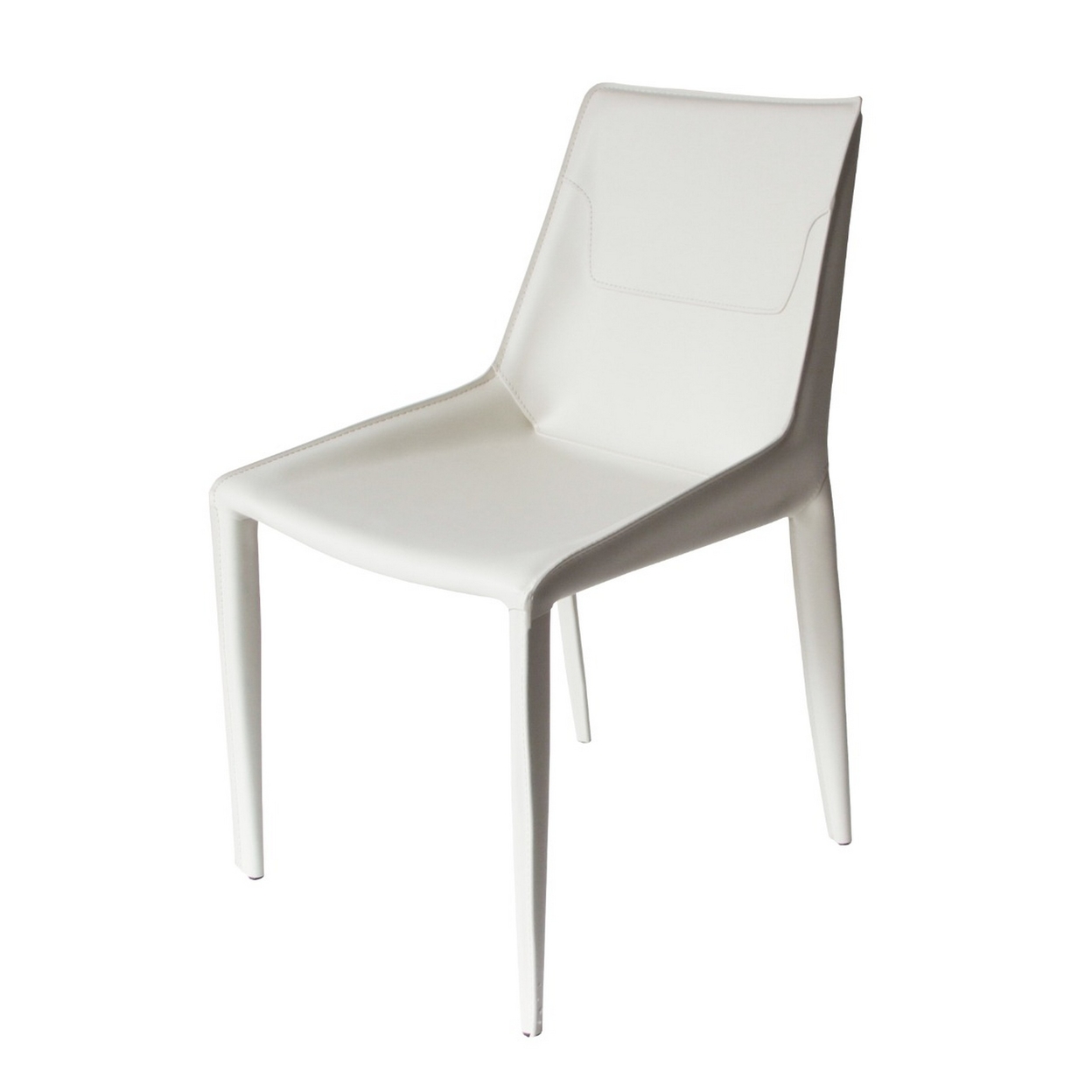 Cid Paz 18 Inch Dining Chair, Set Of 2, White Saddle Leather, Iron Frame- Saltoro Sherpi