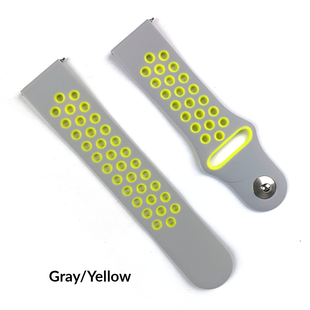 Sport Style Dual Colors Silicone Watch Bands With Quick Release Bar For Size 20mm 22mm Replacement Bracelet - Gray/Yellow, 20 Mm