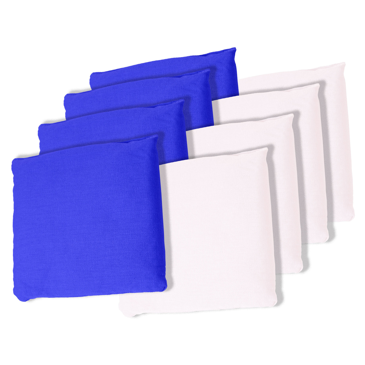 Regulation Sized Cornhole Bag Set- Durable Canvas Bags 8 Pack Blue White