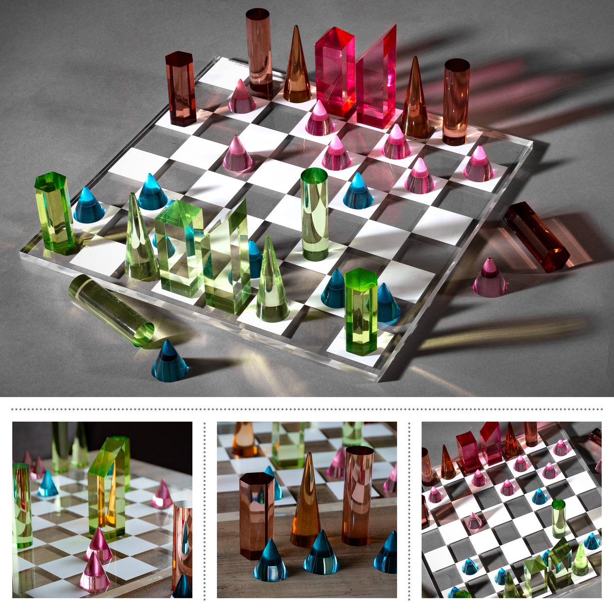 Acrylic Modern Chess Board Set Home Decor Table Top Game 12 Inch