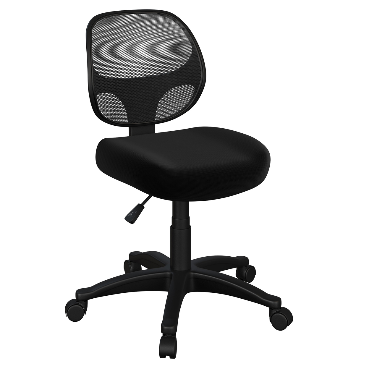 Armless Computer Office Chair Adjustable Height Wheels Foam Seat 360 Degree Swivel