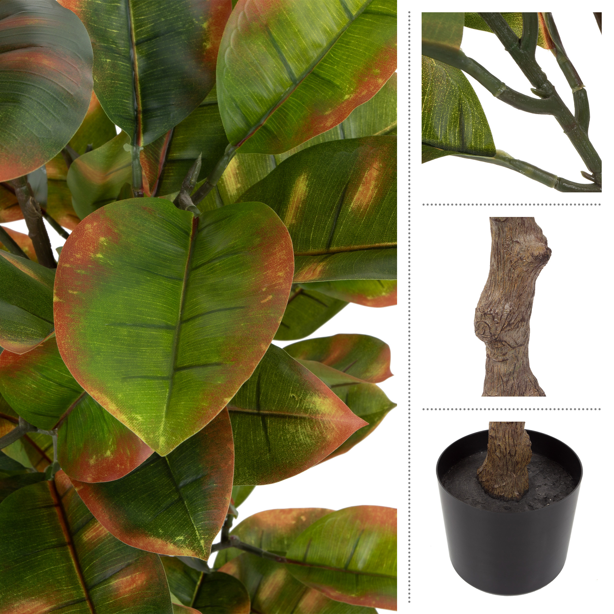 Artificial Rubber Plant 51 In Faux Tree With Natural-Feel Leaves Indoor