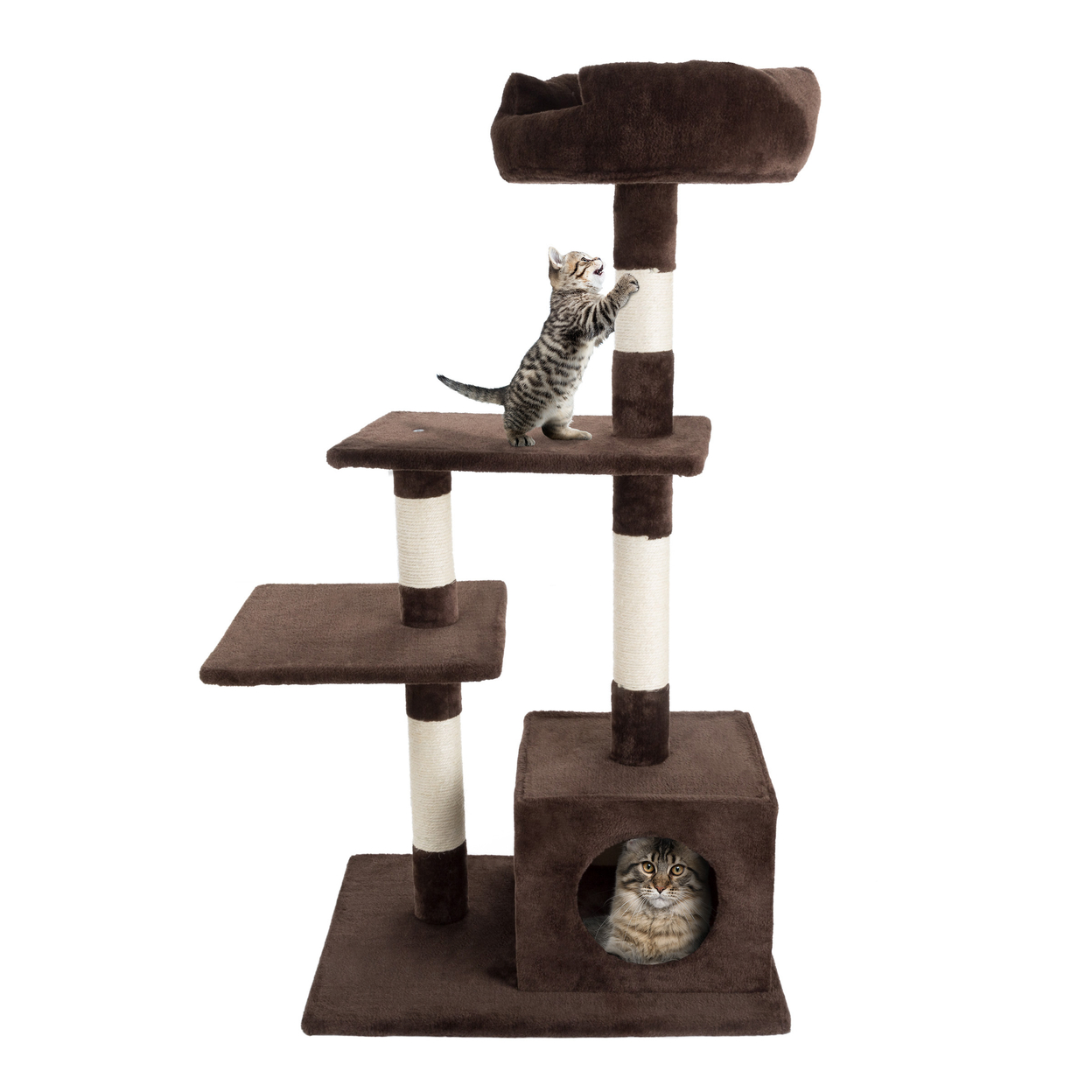 Cat Tower Condo 43 Inch Scratching Post Perch Bed Cat House With Sleeping Cave