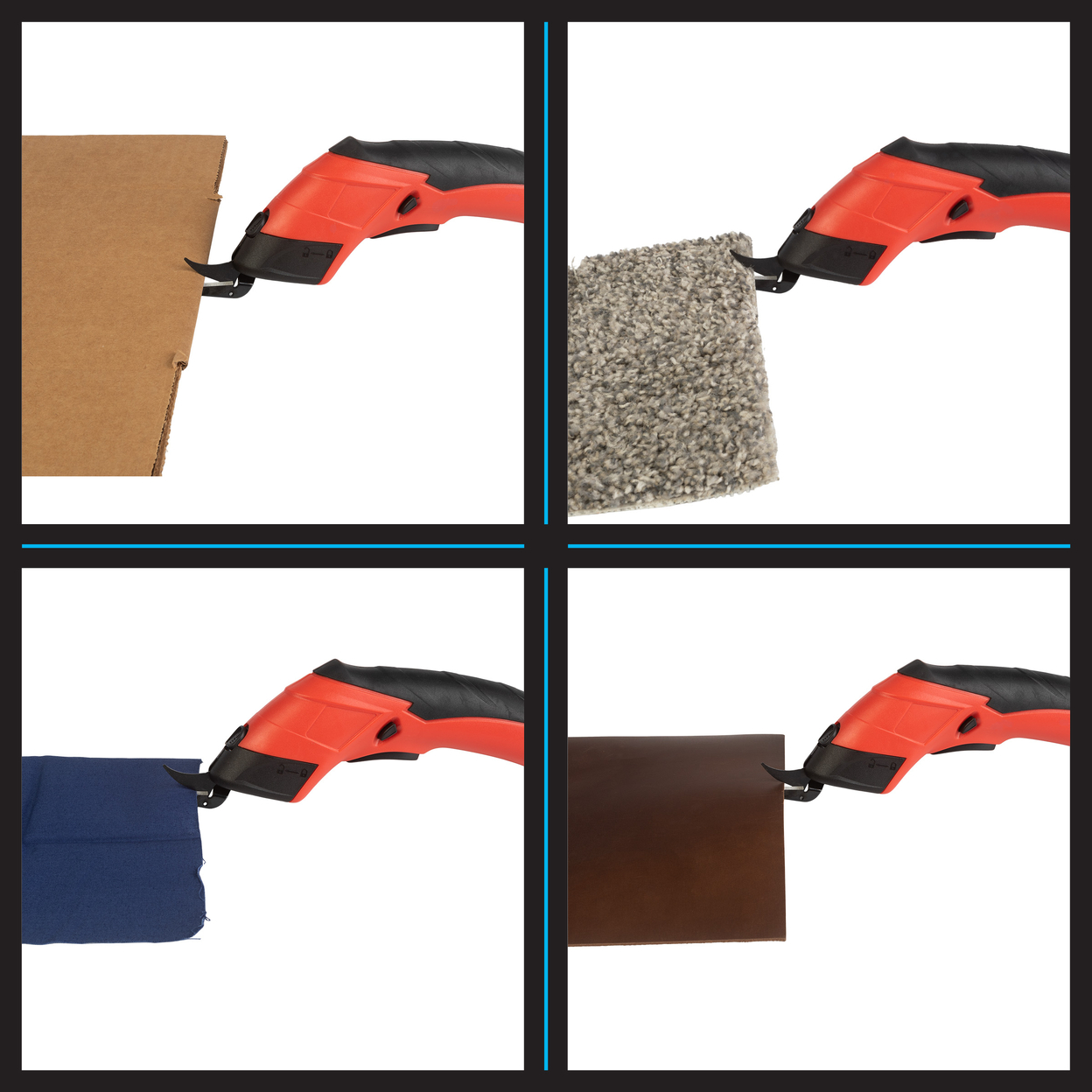 Cordless Rechargeable Electric Scissors Cuts Leather Carpet 2 Blade Attachments