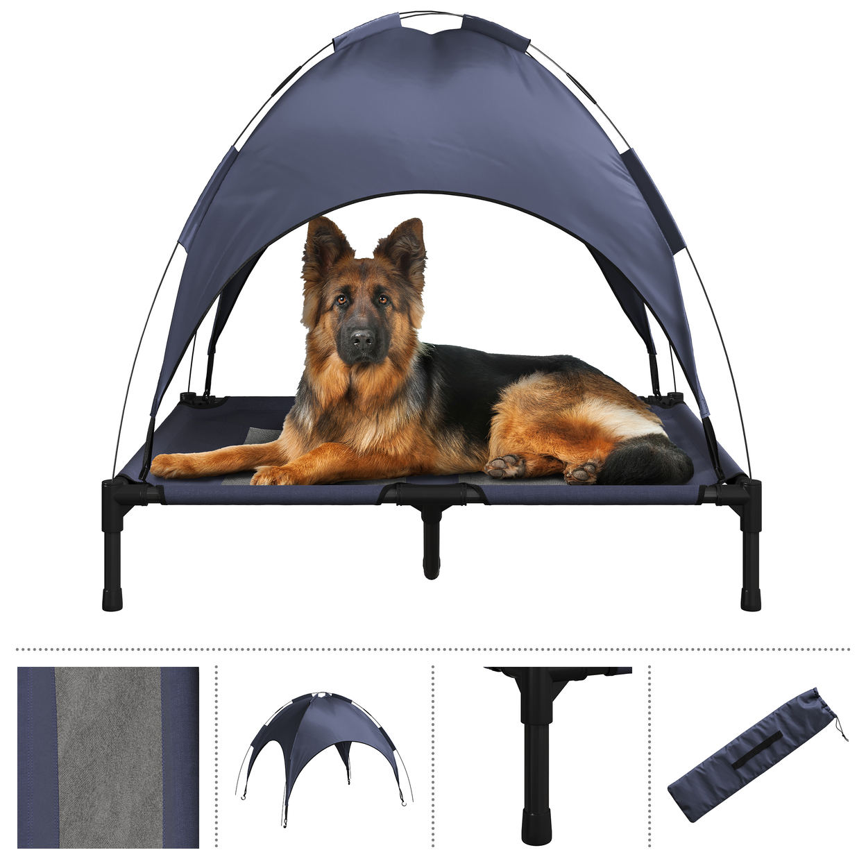Elevated Dog Bed Canopy 36x30in Pet Bed Indoor/Outdoor Carrying Case, Blue
