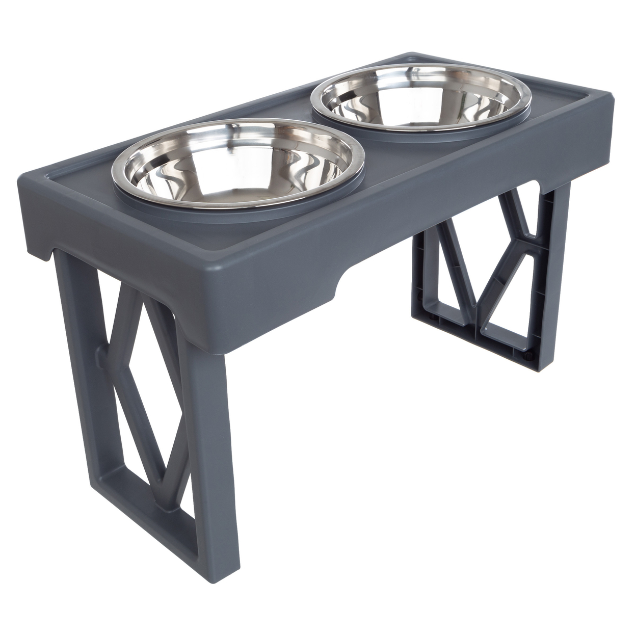Elevated Dog Bowls Stand Adjusts To Small Medium Large Pets Hold 34oz Gray