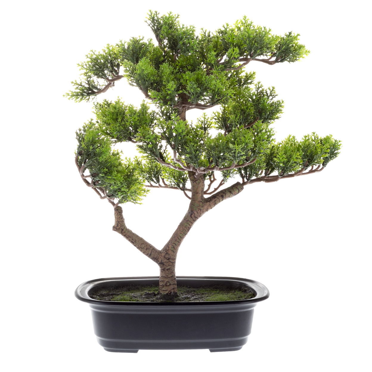 Faux Pine Bonsai Tree 14.5 Inch Artificial Topiary For Desk, Tables