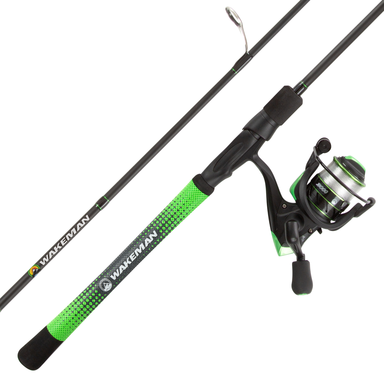 Fishing Rod & Reel Combo Carbon Pole Spinning Reel Green 6.5 Feet