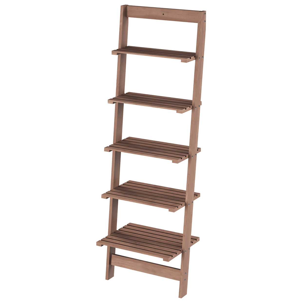 Five Tier Ladder Style Wooden Storage Bookshelf Display Brown Walnut Finish