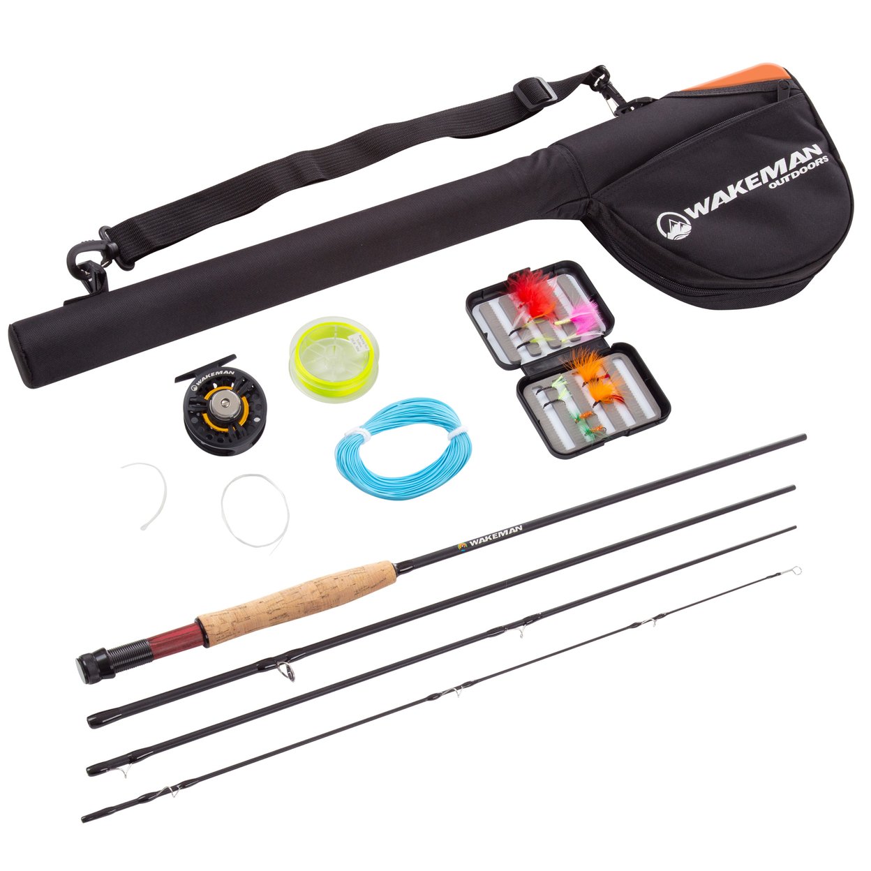 Fly Fishing Starter Set Fiberglass Rod, Aluminum Reel, Travel Bag