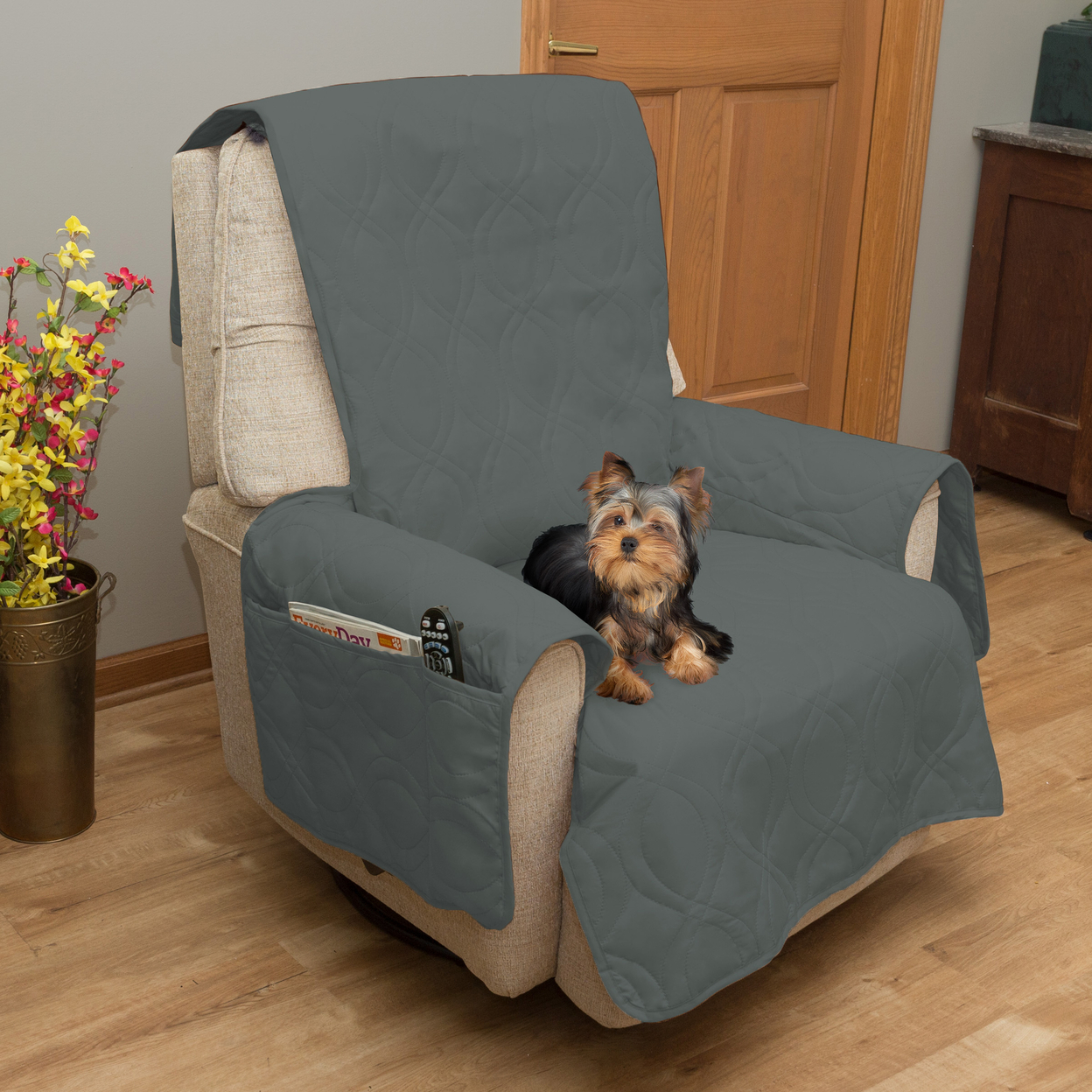 Furniture Cover Waterproof Chair Protector Kids Pets Dogs Cats Stain Resistant - Gray
