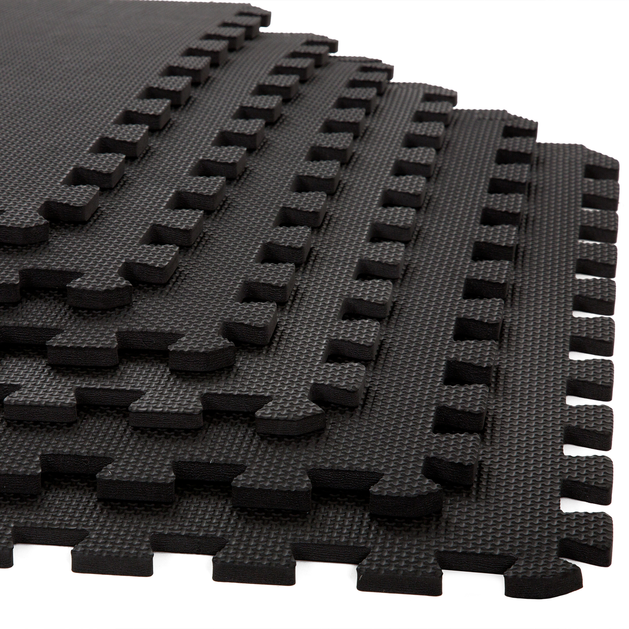 Garage Basement Foam Flooring 6 Pc 2 Foot Tiles 24 Square Feet Black 3/8