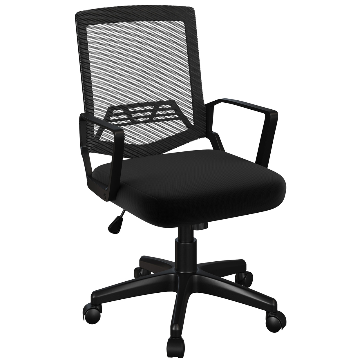 Office Chair Adjustable Height Computer Chair With Wheels, Square Tilting Mesh Back
