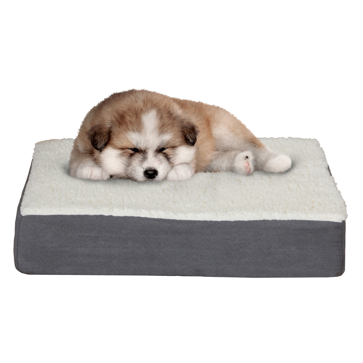 Orthopedic Dog Bed Memory Foam Cozy Sherpa 20 X 15 X 4 Washable Cover - Gray
