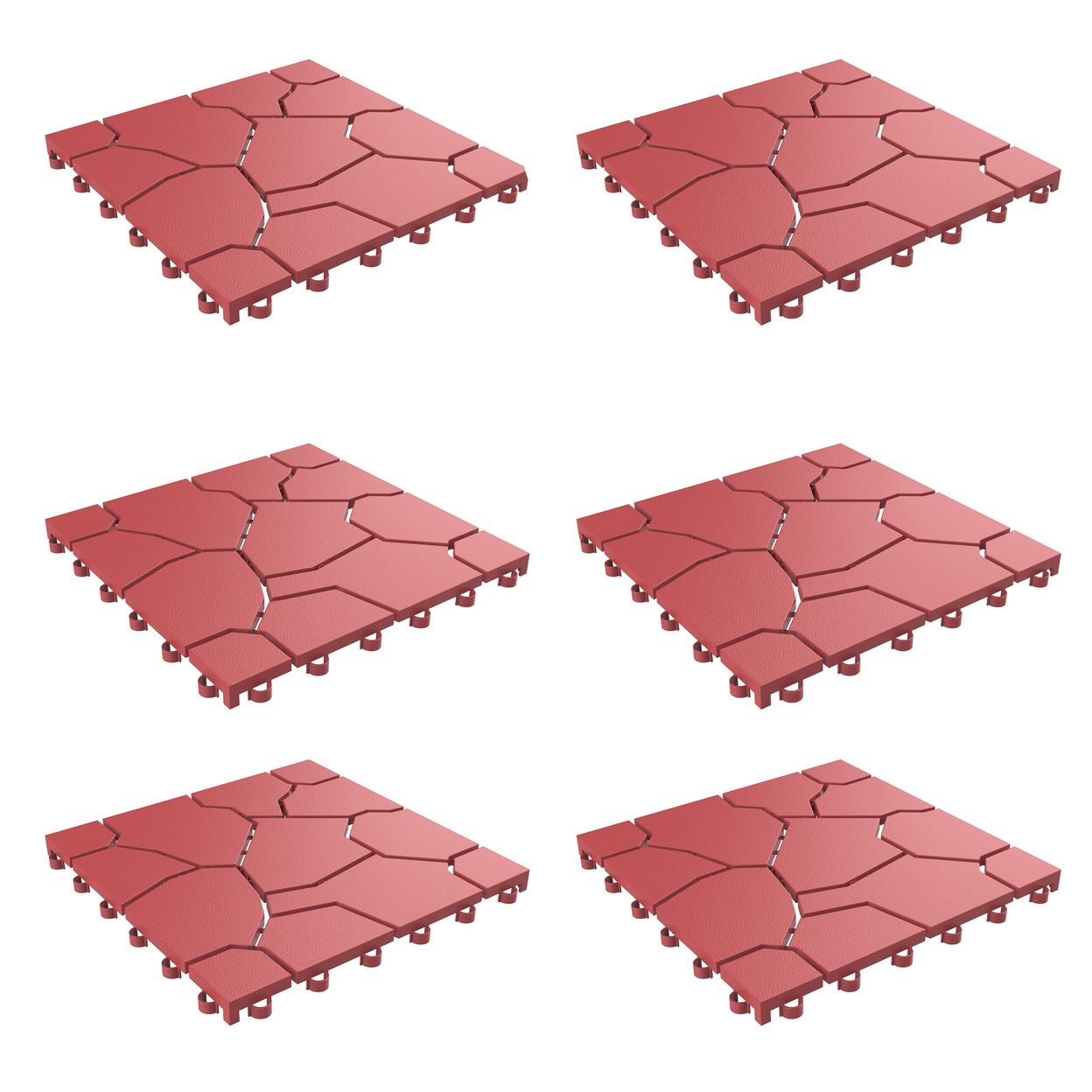 Outdoor Patio Deck Easy Snap Tiles 11.5 X 11.5 Set Of 6 Water Drainage Red