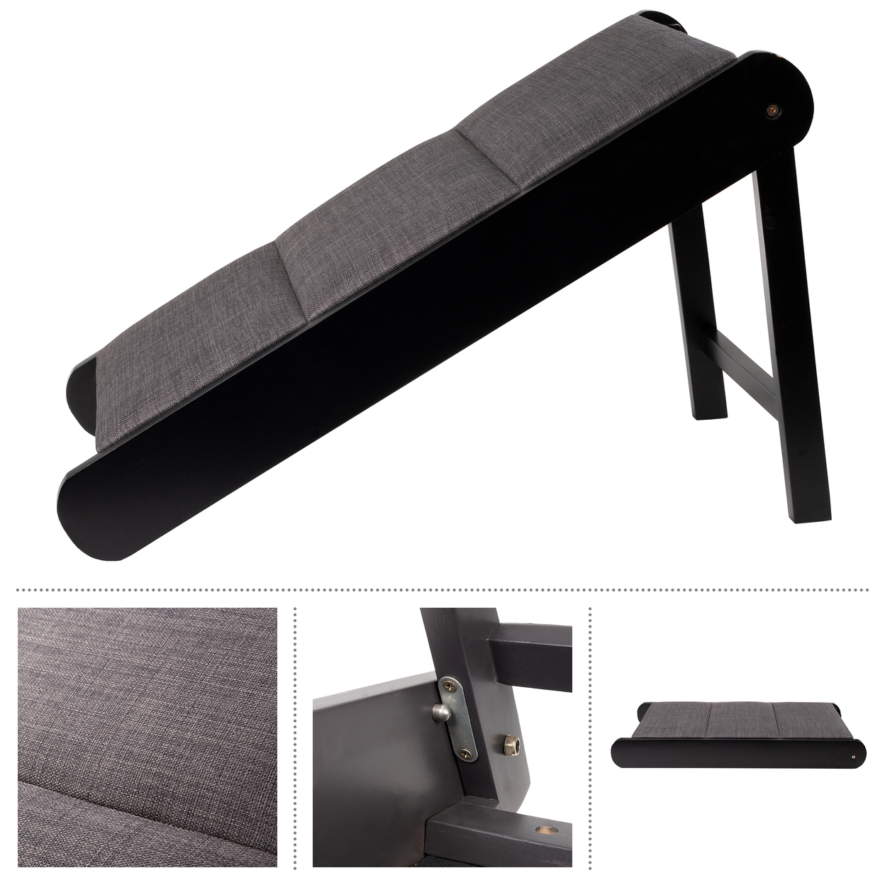 Pet Ramp Foldable Wooden Dog Ramp Dog Accessories For Small Dogs, Black/Gray