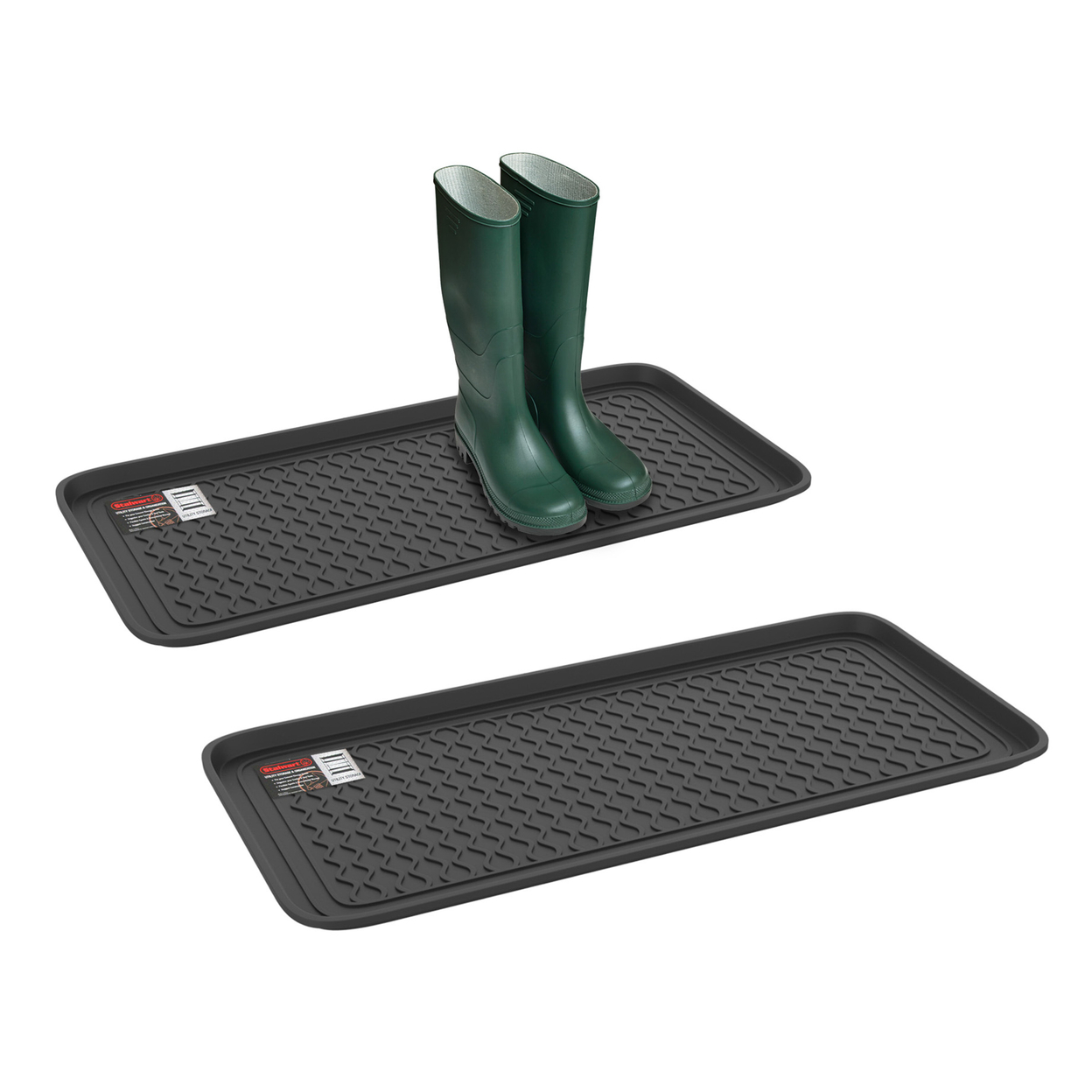 Set Of 2 Large All Weather Boot Trays, Water Resistant, Indoor/Outdoor, Black