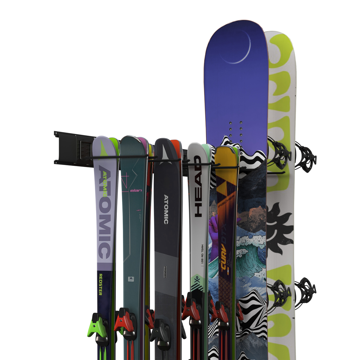 Ski Snowboard Wall Mount Garage Organizer Rack Tools Or Sports Equipment