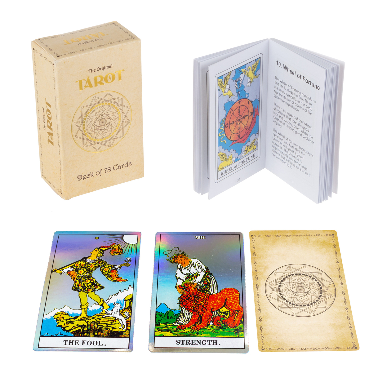 Tarot Cards With Guide Book 78 Card Oracle Deck With Holographic Finish