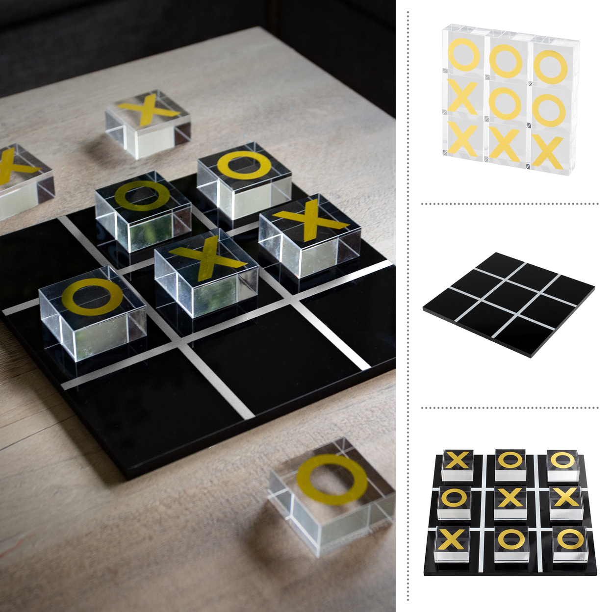Tic Tac Toe Acrylic Tabletop Display Easy To Play Gift Decor Kids Adult