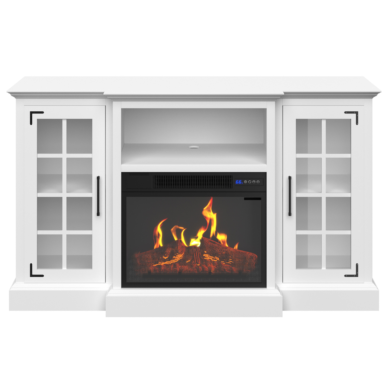 TV Stand With Electric Fireplace Fits TVs Up To 65-Inches Media Console, White