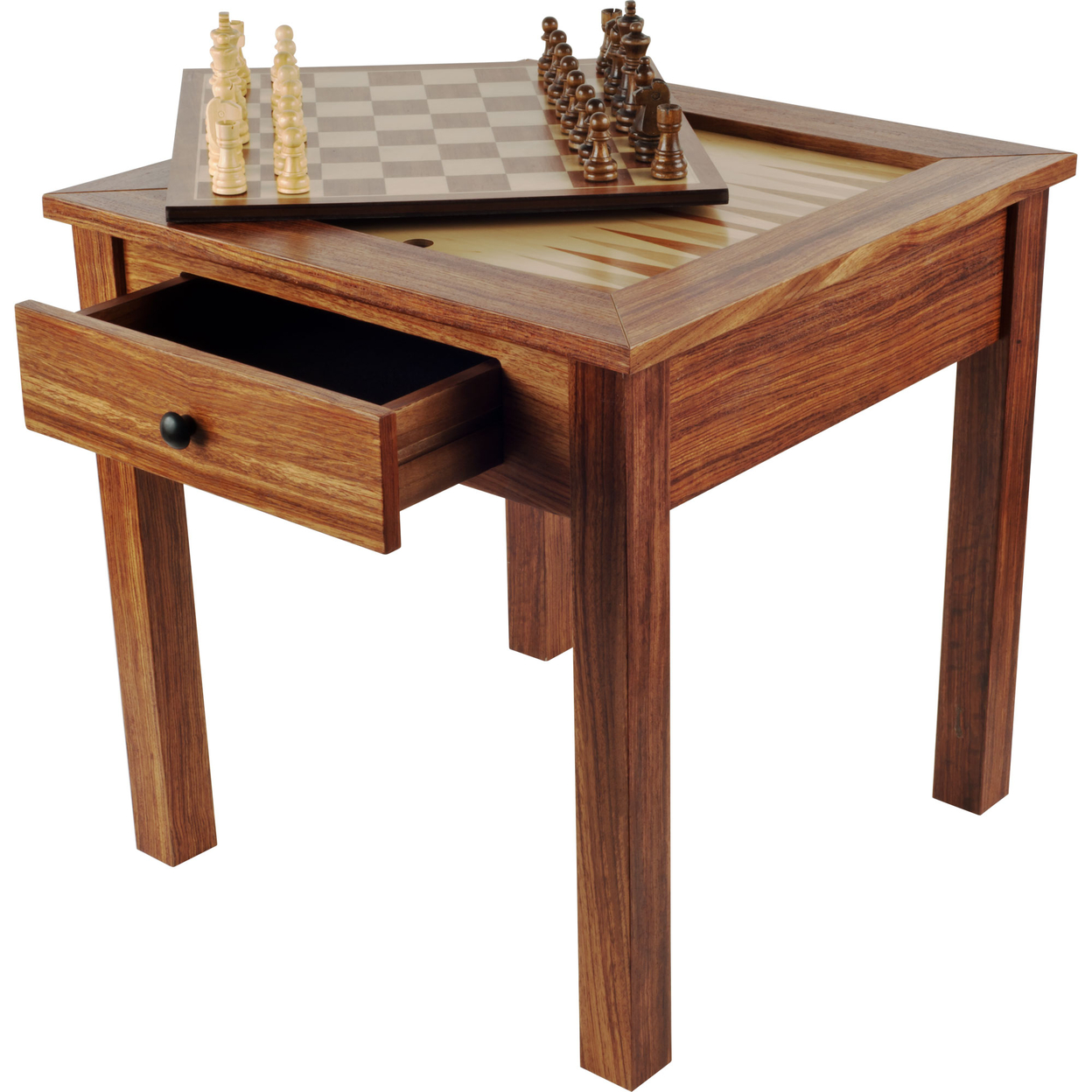 Wood 3 In 1 Chess Backgammon Table 19 X 19 Inches With Drawer