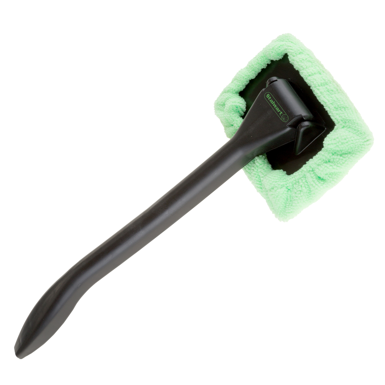 Windshield And Window Cleaner Microfiber Cloth Tool Handle Pivoting Head, Green