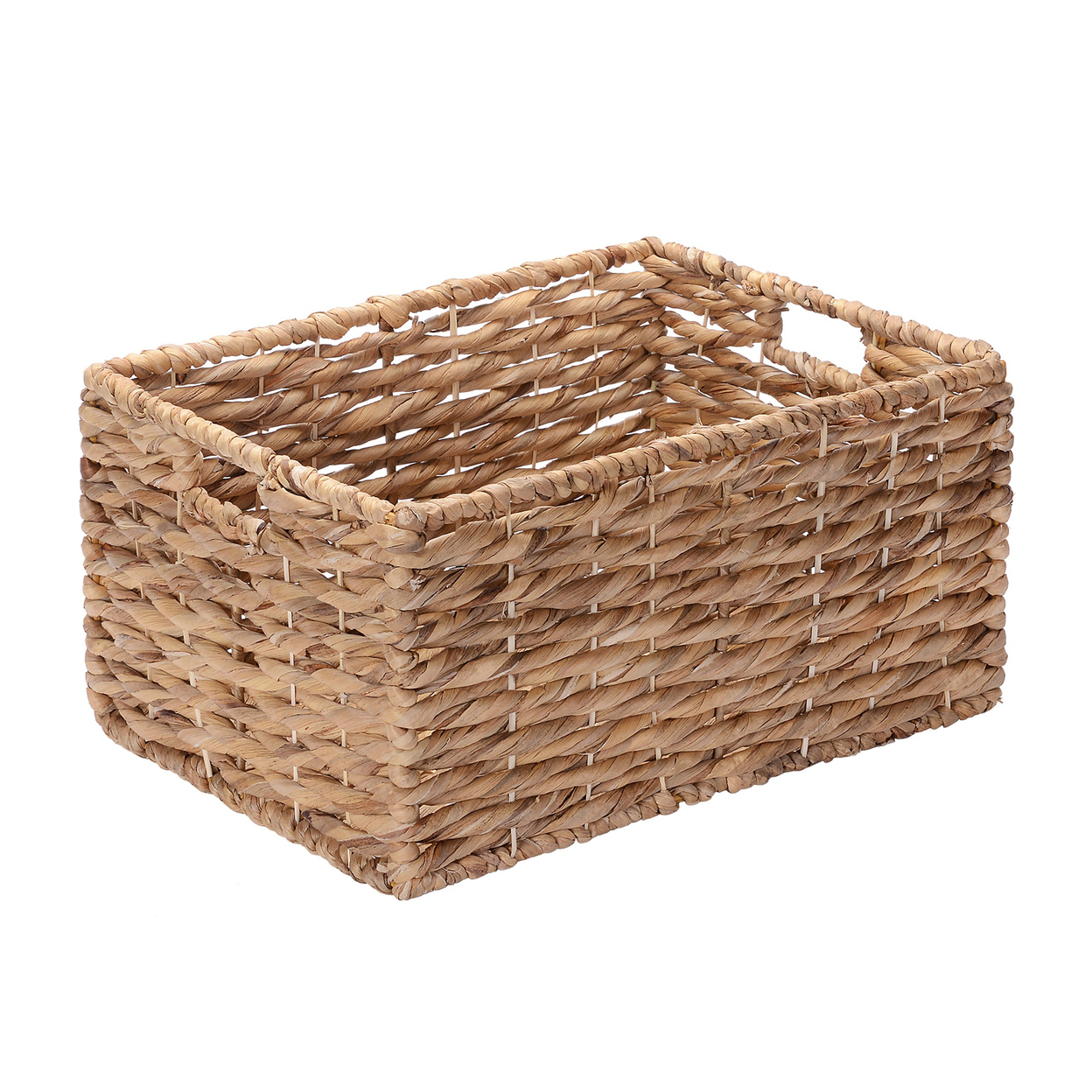 2 Set Handmade Wicker Baskets Nesting Seagrass Storage Bins W/ Handles, Natural