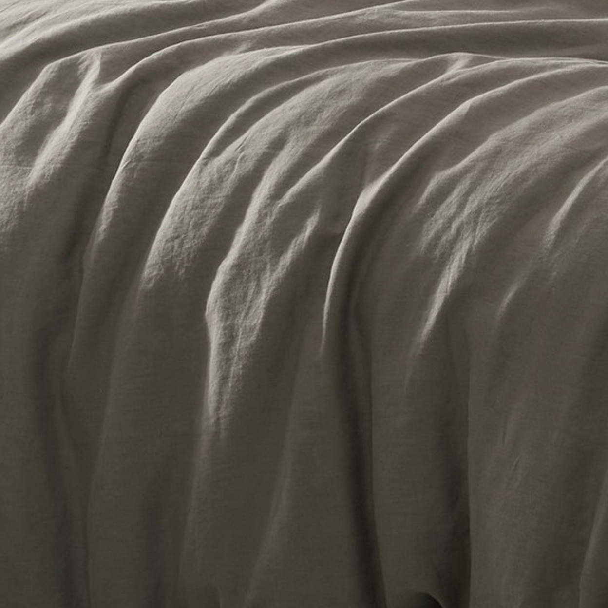 Edge 4 Piece Queen Size Duvet Comforter Set, Washed Linen, Charcoal Gray - Saltoro Sherpi