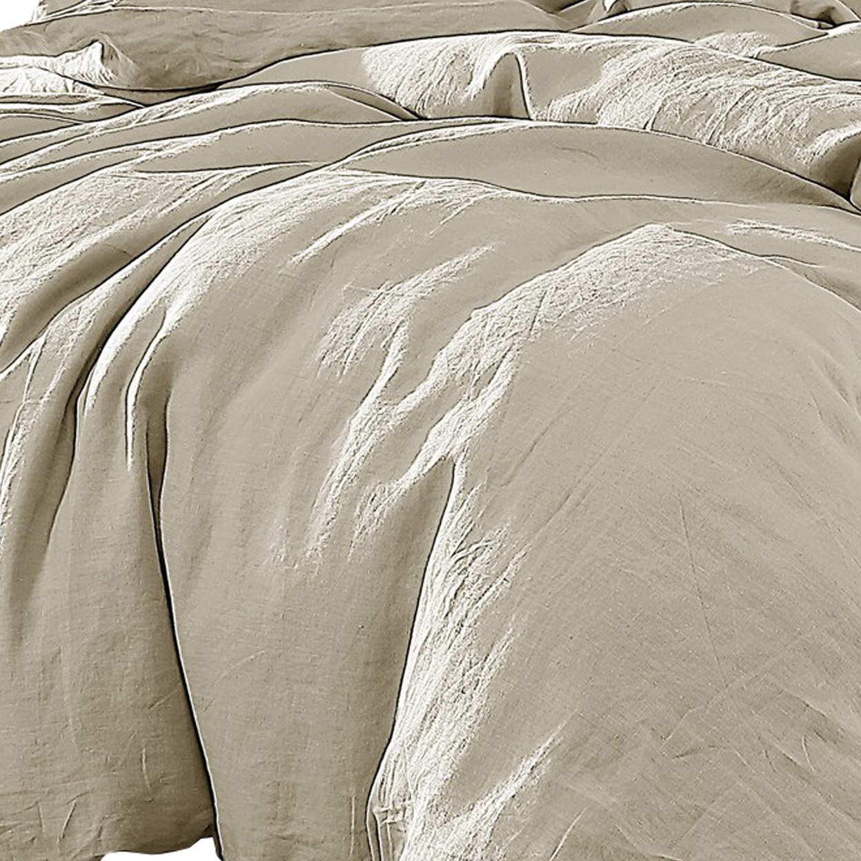 Edge 4 Piece King Size Duvet Comforter Set, Washed Linen, Oatmeal Beige - Saltoro Sherpi