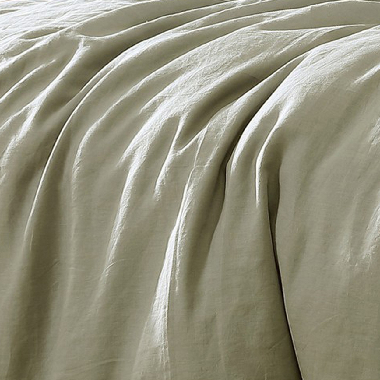 Edge 3 Piece Twin Size Duvet Comforter Set, Washed Linen, Sage Green - Saltoro Sherpi