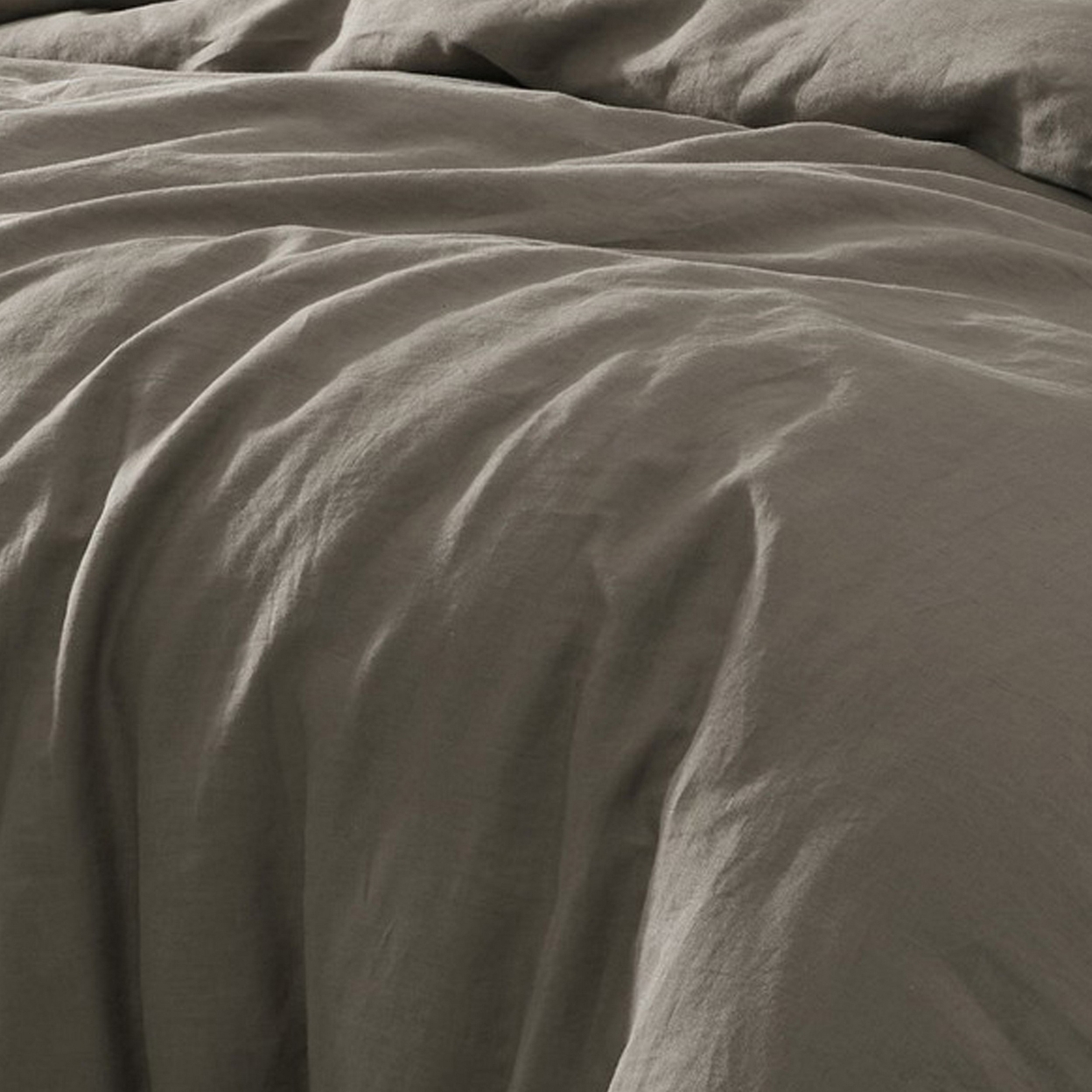 Edge 3 Piece Twin Size Duvet Comforter Set, Washed Linen, Charcoal Gray - Saltoro Sherpi