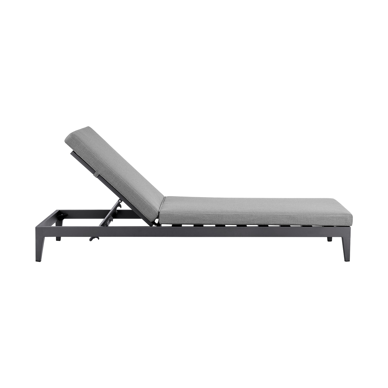 Jax 80 Inch Patio Adjustable Chaise Lounge Chair, Aluminum Frame, Dark Gray- Saltoro Sherpi