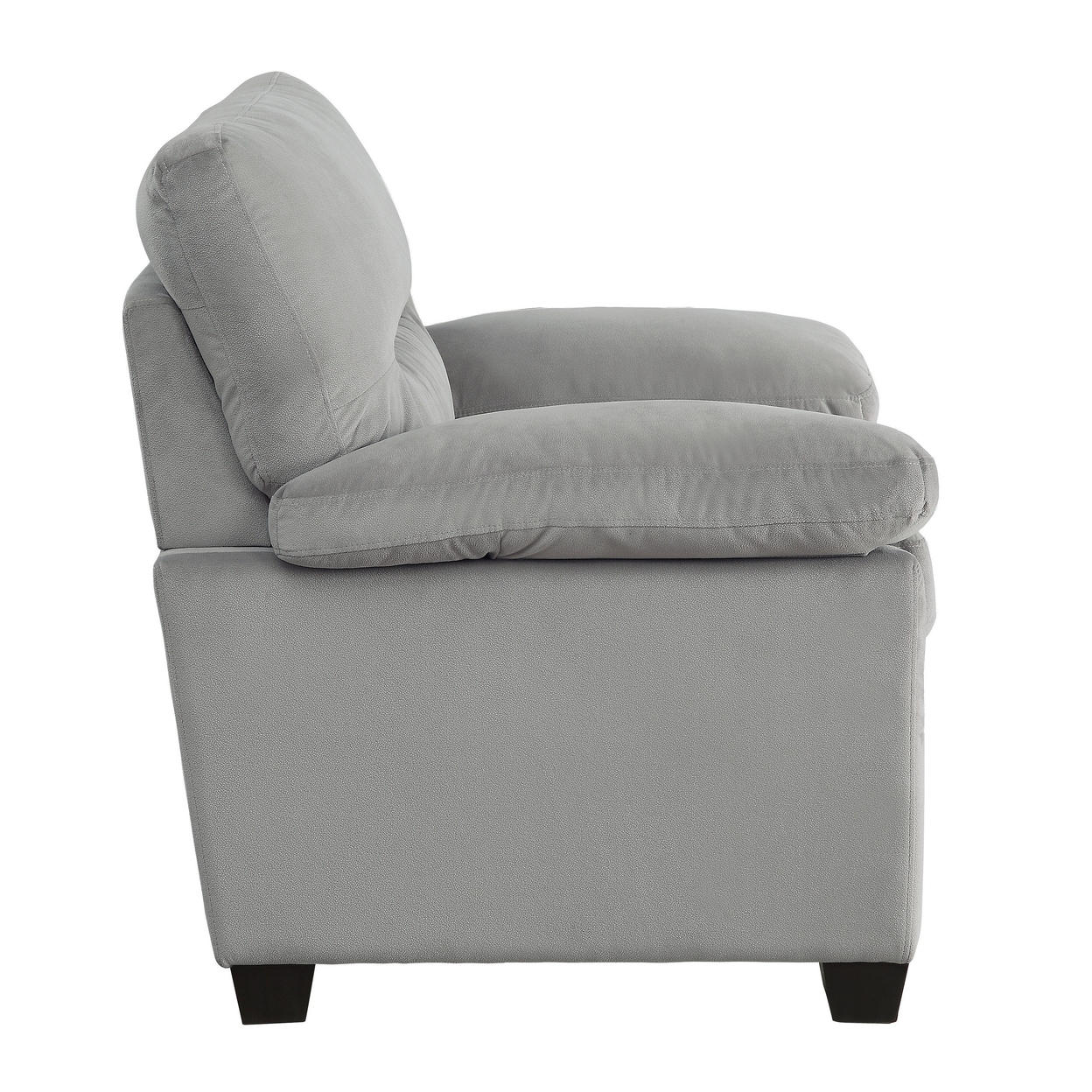 Kein 41 Inch Armchair, Light Gray Fabric, Pillow Armrests, Tufted Backrest- Saltoro Sherpi