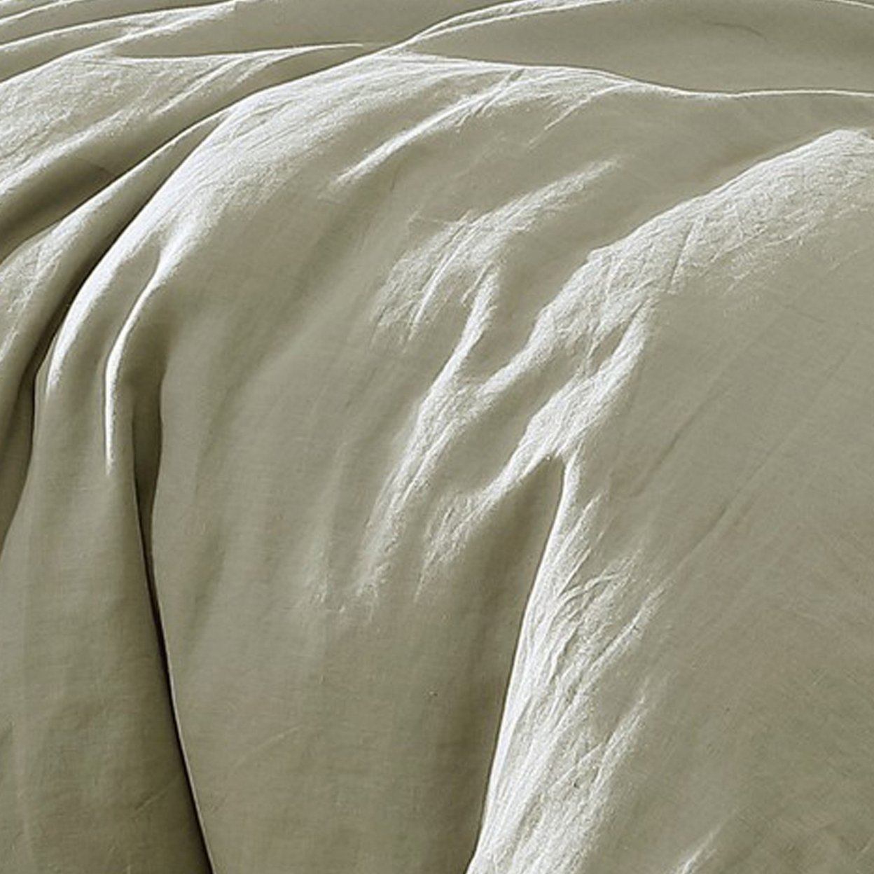 Edge 4 Piece King Size Duvet Comforter Set, Washed Linen, Sage Green - Saltoro Sherpi