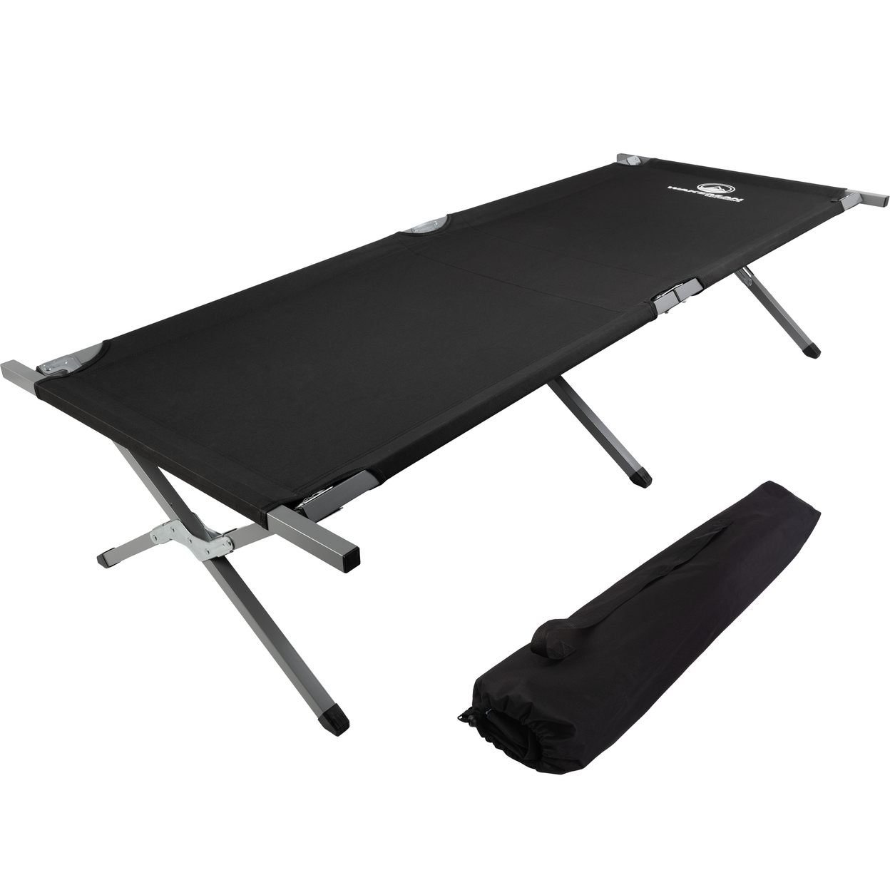 Outdoors Camping Cot Portable Folding Bed With Carry Bag, Black
