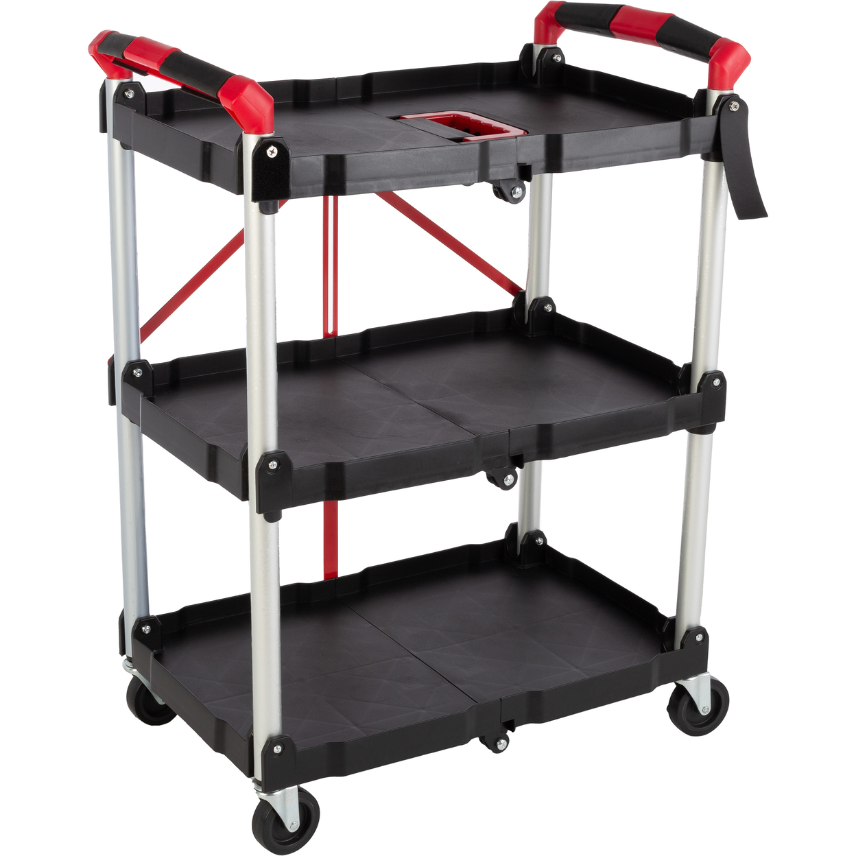 Collapsible Cart Portable Lightweight Folding Service 50lb Capacity Per Shelf