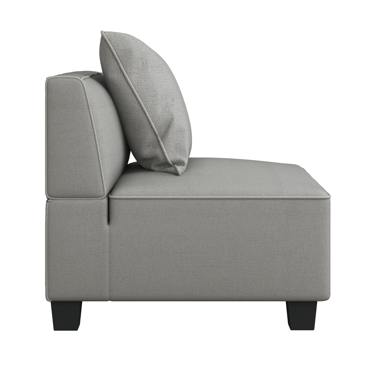 Jake 34 Inch Armless Chair, Gray Textured Polyester, Tapered Wooden Feet- Saltoro Sherpi