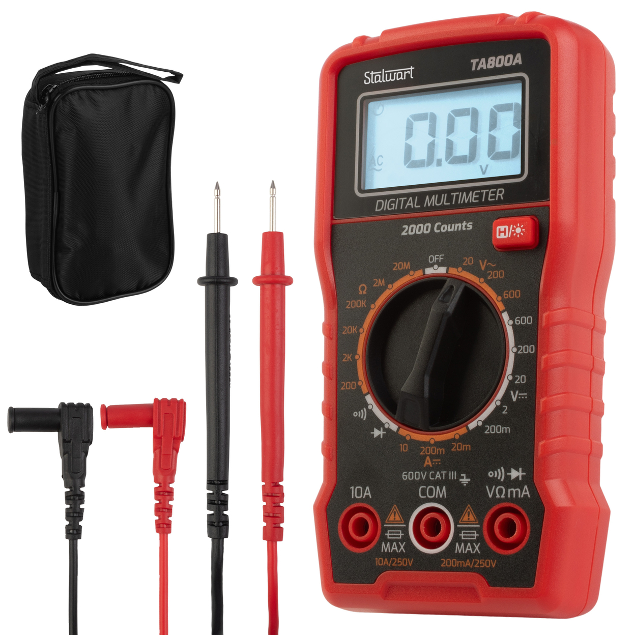 Multimeter Voltage Tester Digital Volt Meter With Backlit Display Needle Probes
