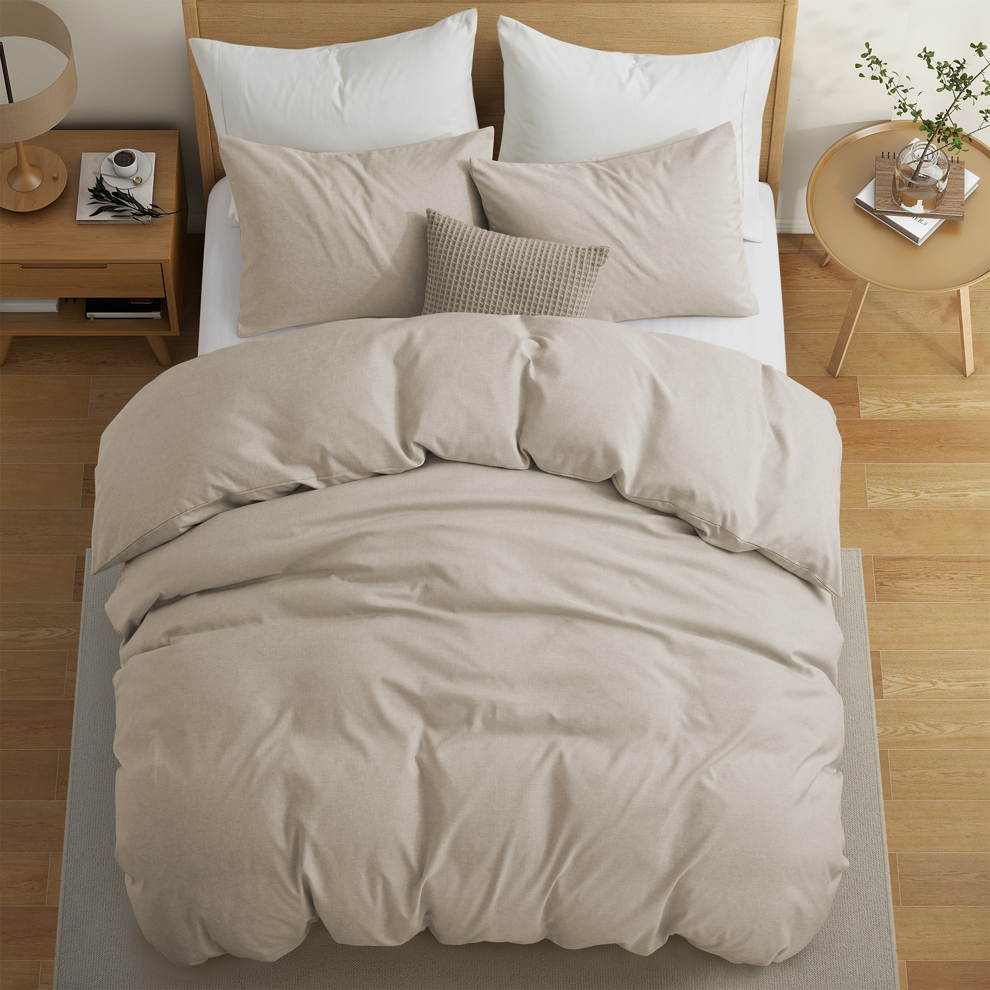 Ultimate Luxury Bedding Bundle: All Season Goose Down Comforter, 2 Pack Gusset Pillows, And Faux Linen Duvet Cover Set - White Bundles Optio