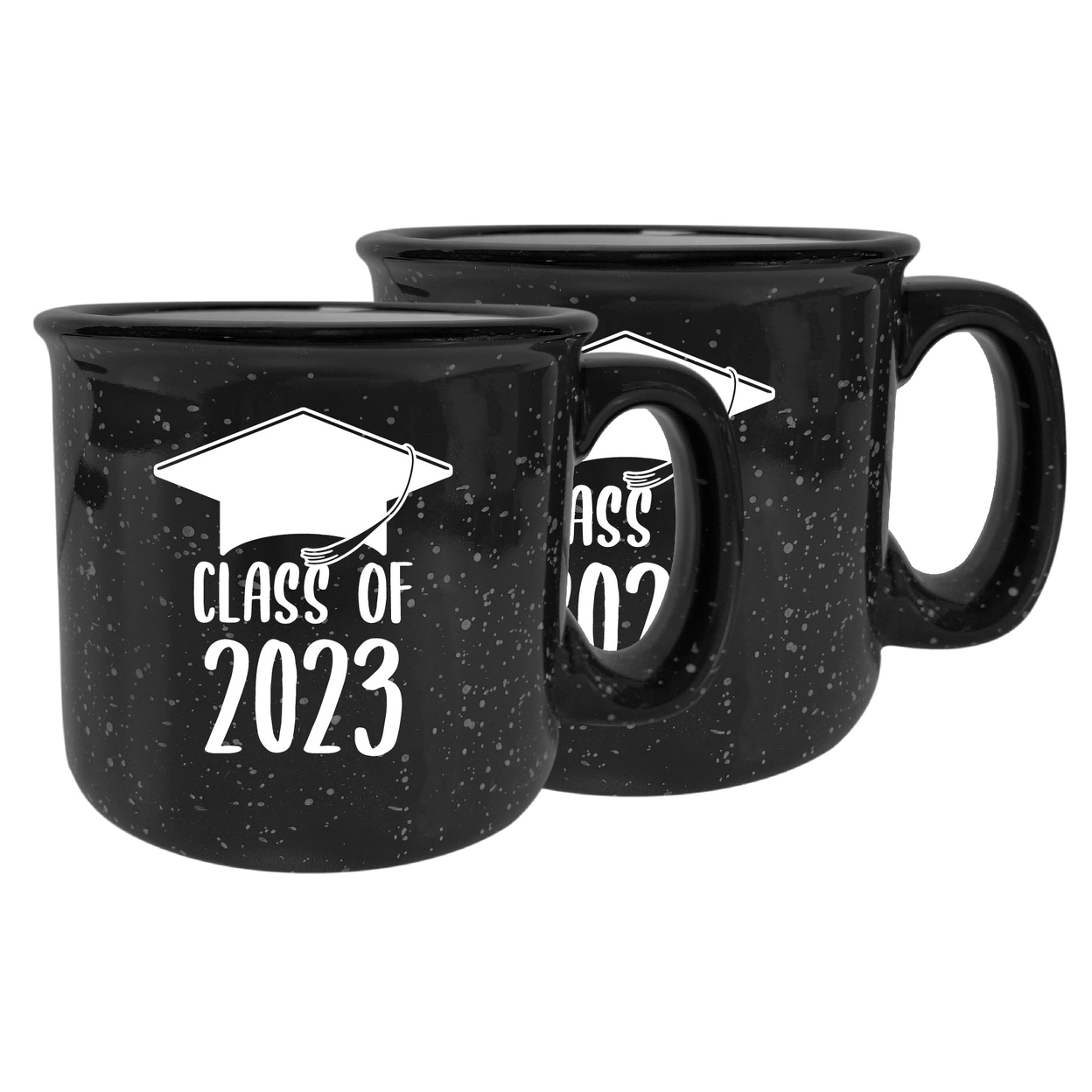 Class Of 2023 Grad Speckled Ceramic Camper Coffee Mug 16oz - Blue, 2-Pack