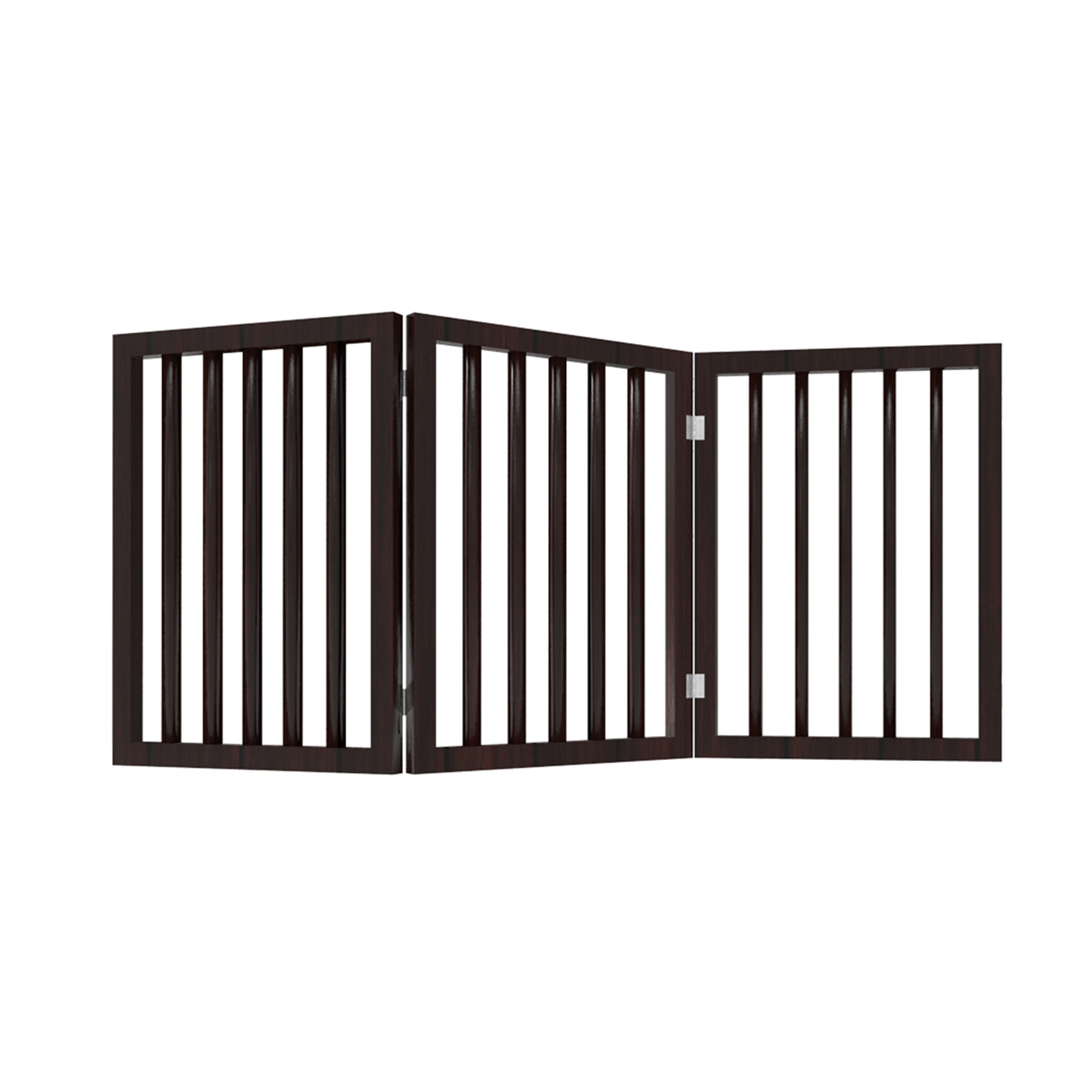 Indoor Wooden Dog Freestanding Gate For Doorways Stairs 3 Panel 23.75 Inch H - Brown