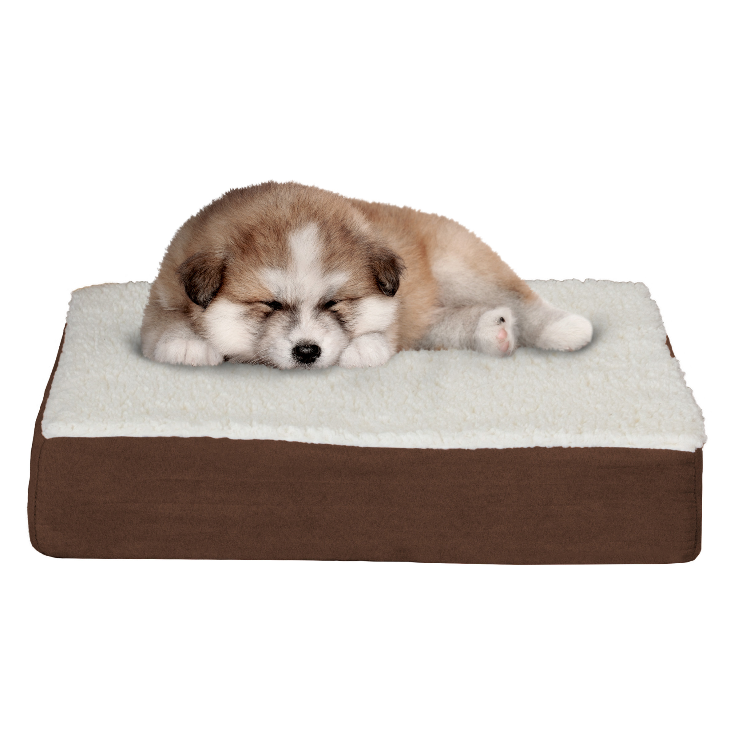 Orthopedic Dog Bed Memory Foam Cozy Sherpa 20 X 15 X 4 Washable Cover - Brown