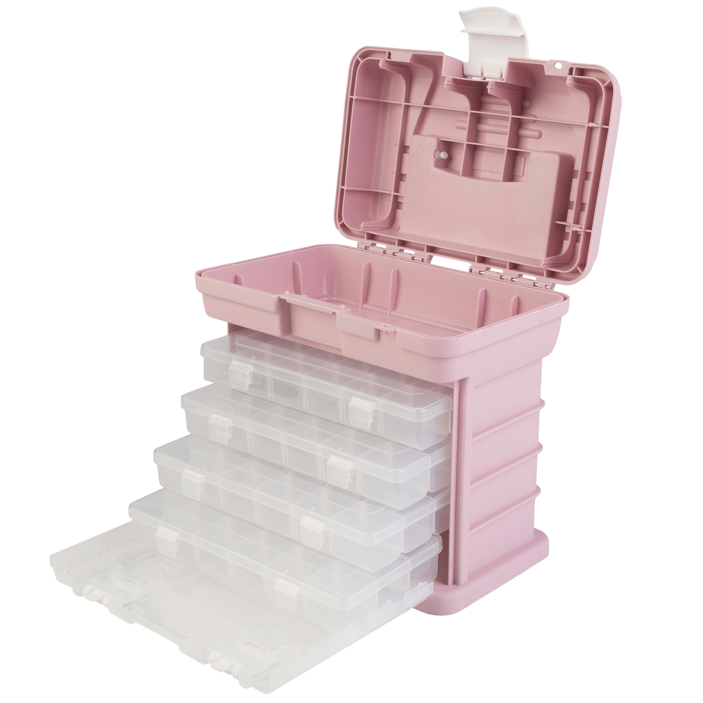 Storage And Tool Box Durable Organizer Utility Box With 4 Compartments - Pink