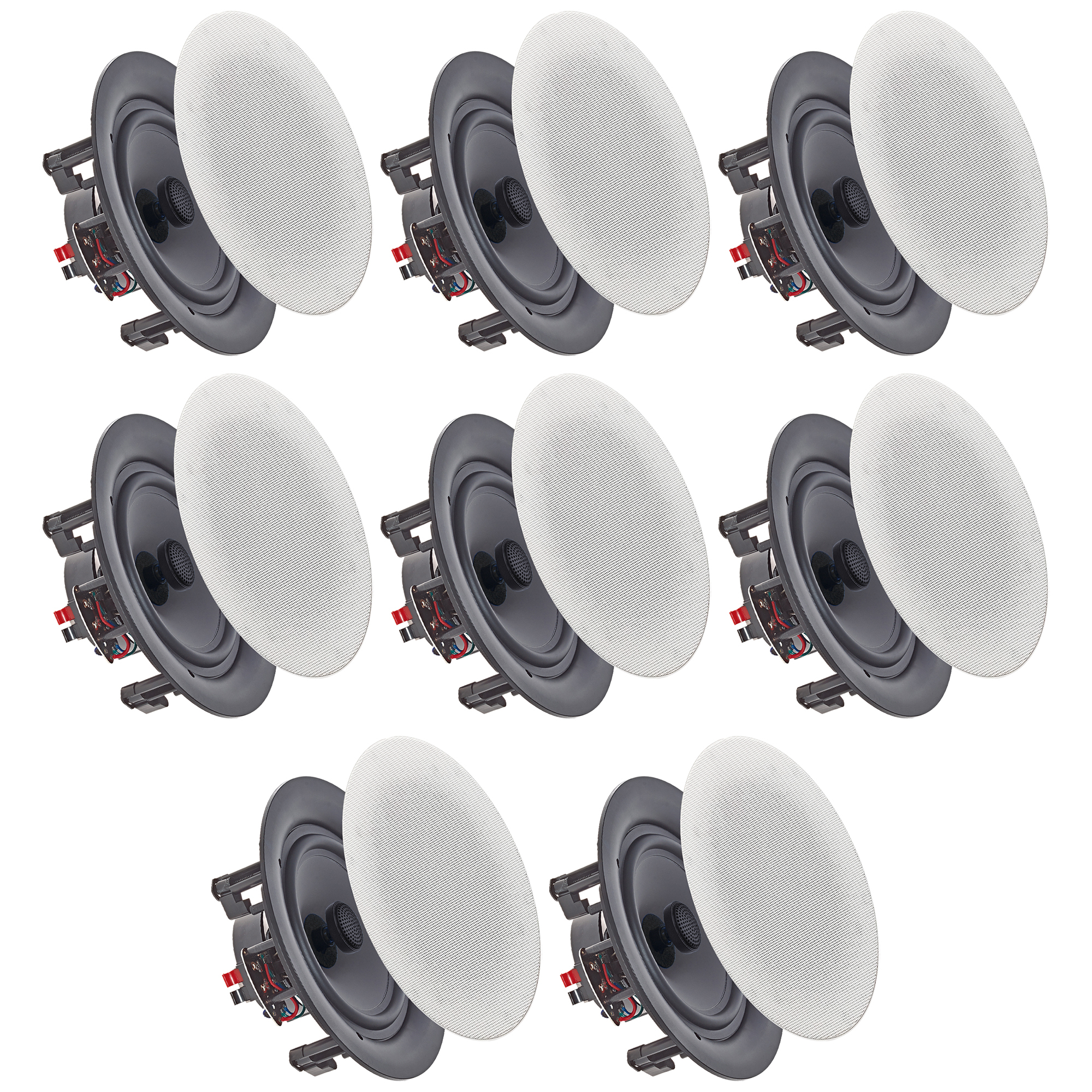 Set Of (8) Vaiyer 6.5 Inch 8 Ohm 200 Watts Frameless Speakers, Flush Mount In-Wall In-Ceiling 2-Way Mid Bass Woofer Speakers